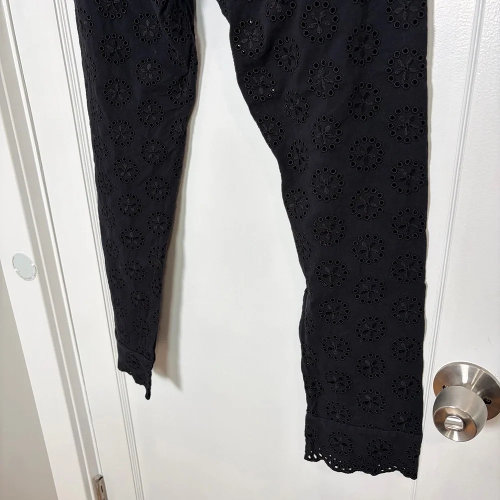 JOHNNY WAS Ayla Black Eyelet Lace Legging Scalloped Hem Pants - Picture 5 of 13